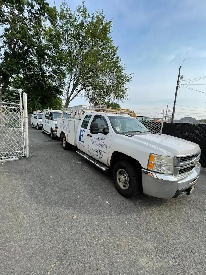 EPS Enviro-tech Petroleum Services fleet of service vehicles for gas station dispenser installation and fuel system maintenance in New Jersey and beyond.